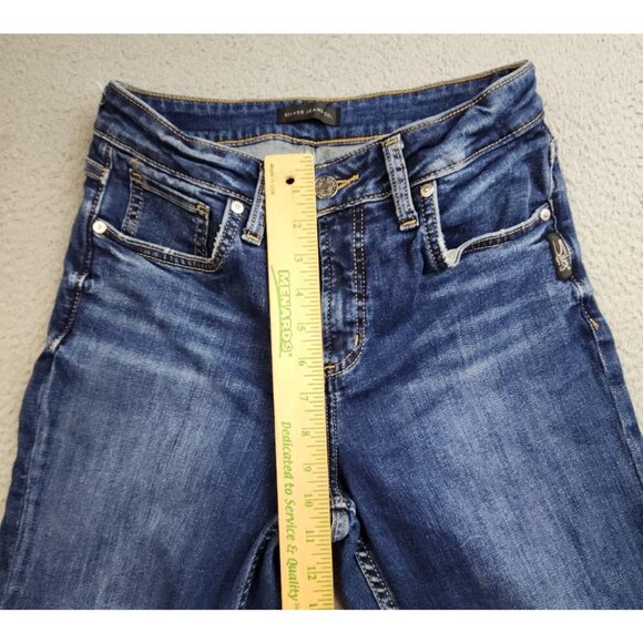 Silver Jeans Womens 30x29 Blue Curvy Avery Straight Leg Stretch Dark Wash Faded - Picture 6 of 11
